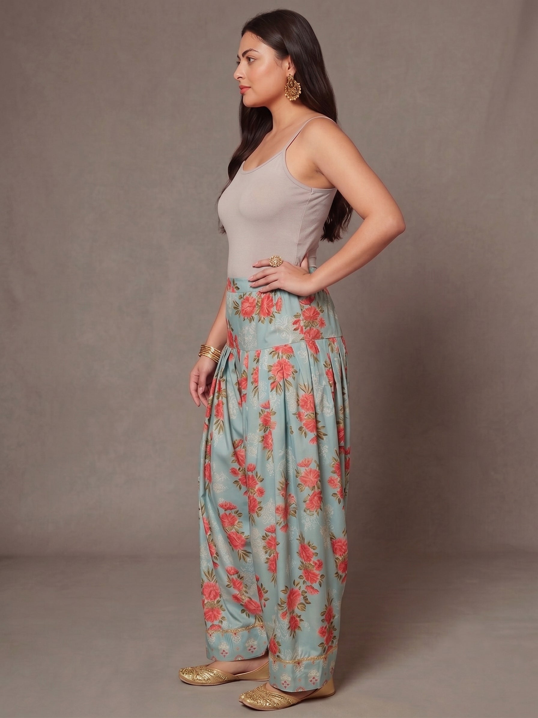 Women Printed Loose Fit Silk Salwar