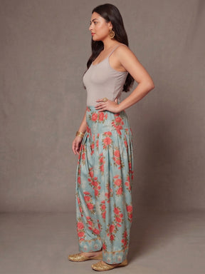 Women Printed Loose Fit Silk Salwar