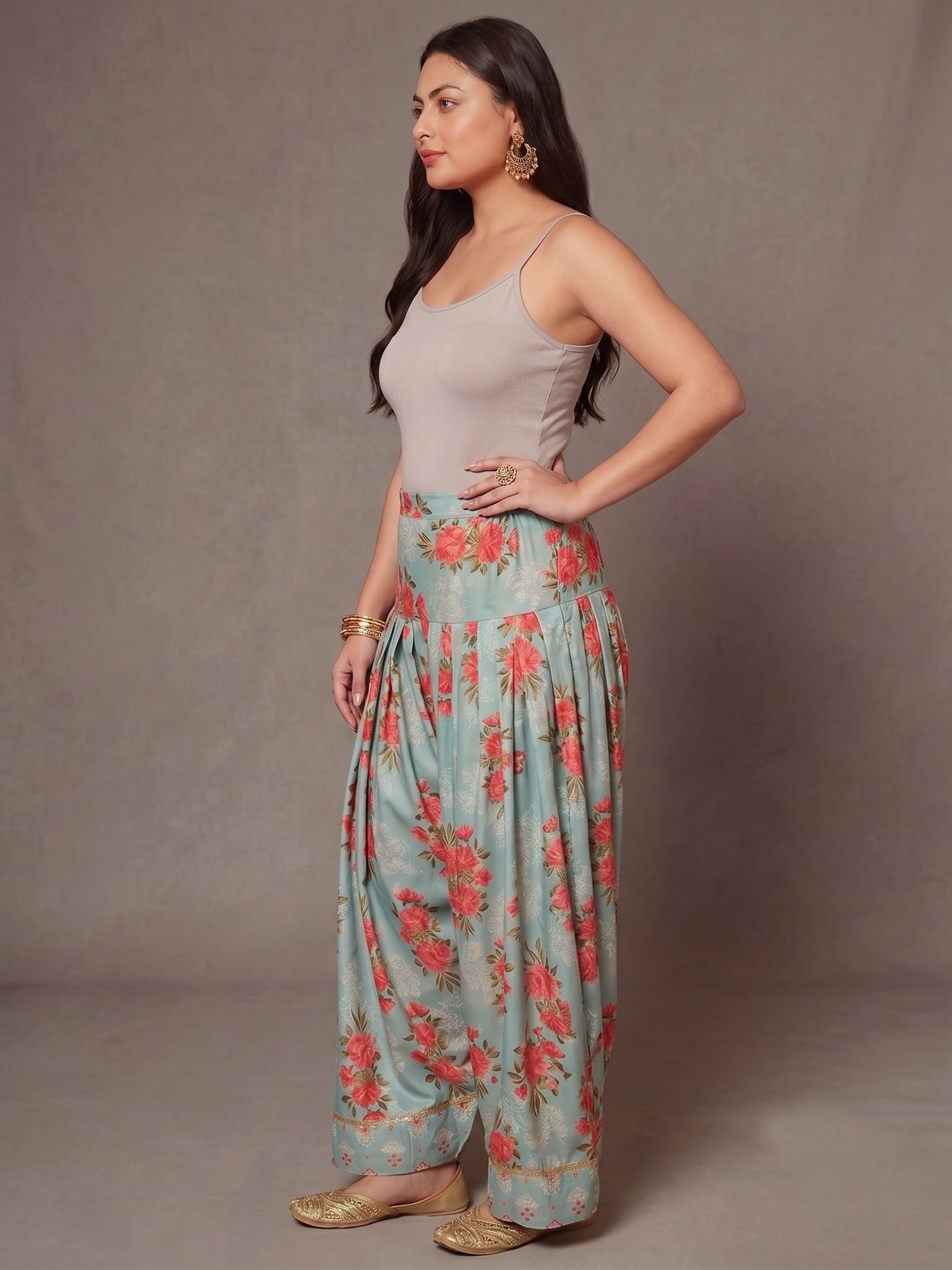Women Printed Loose Fit Silk Salwar