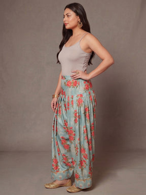 Women Printed Loose Fit Silk Salwar