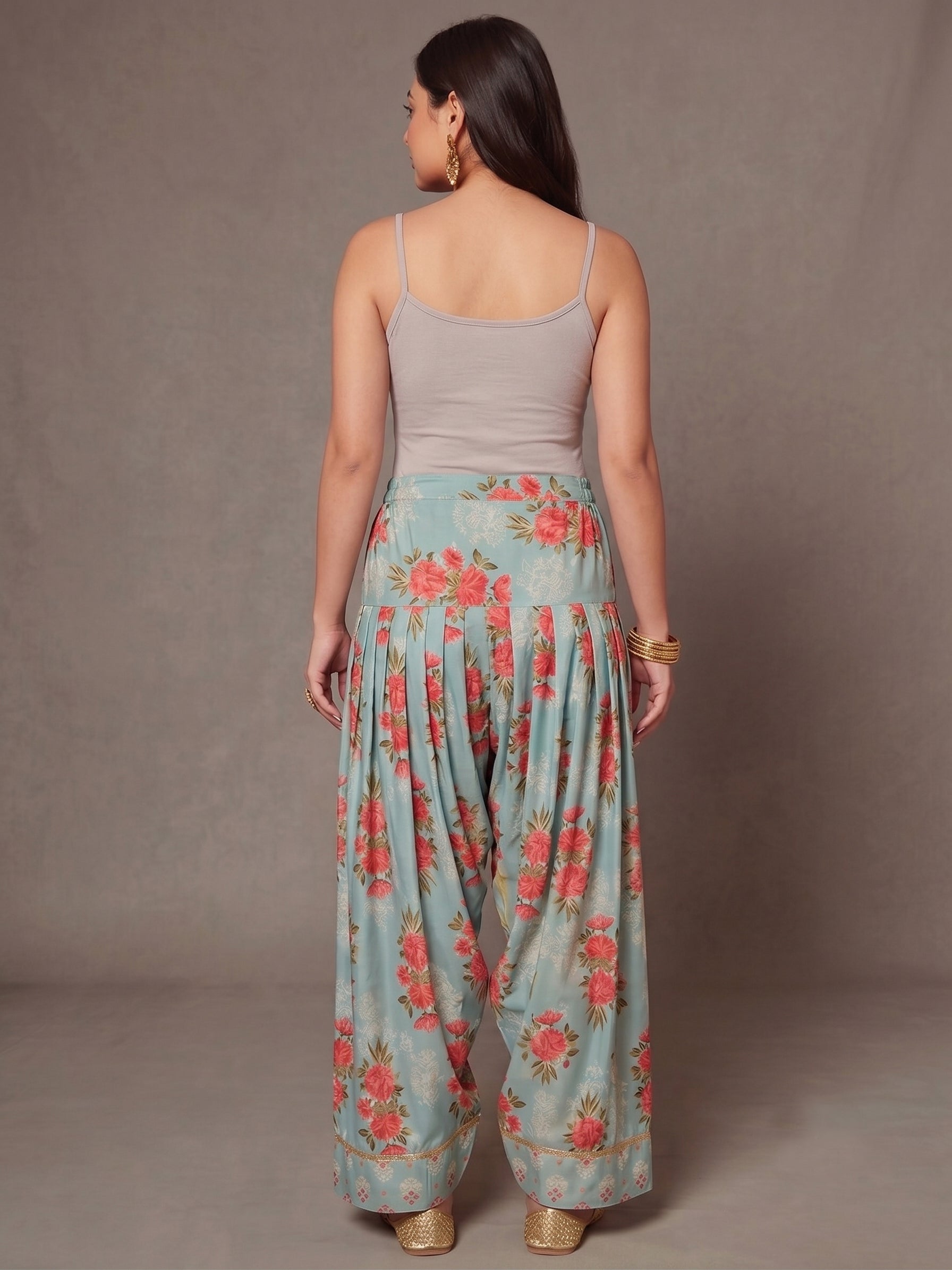Women Printed Loose Fit Silk Salwar