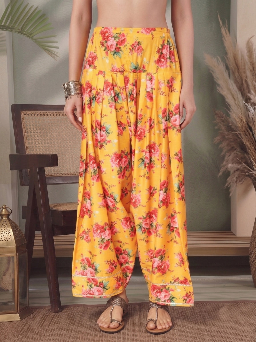 Women Printed Loose Fit Silk Salwar