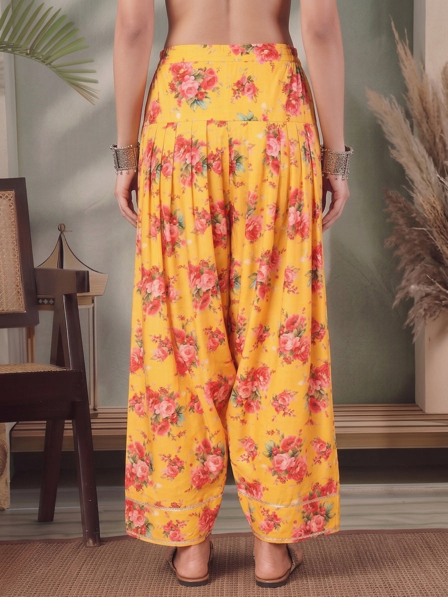 Women Printed Loose Fit Silk Salwar