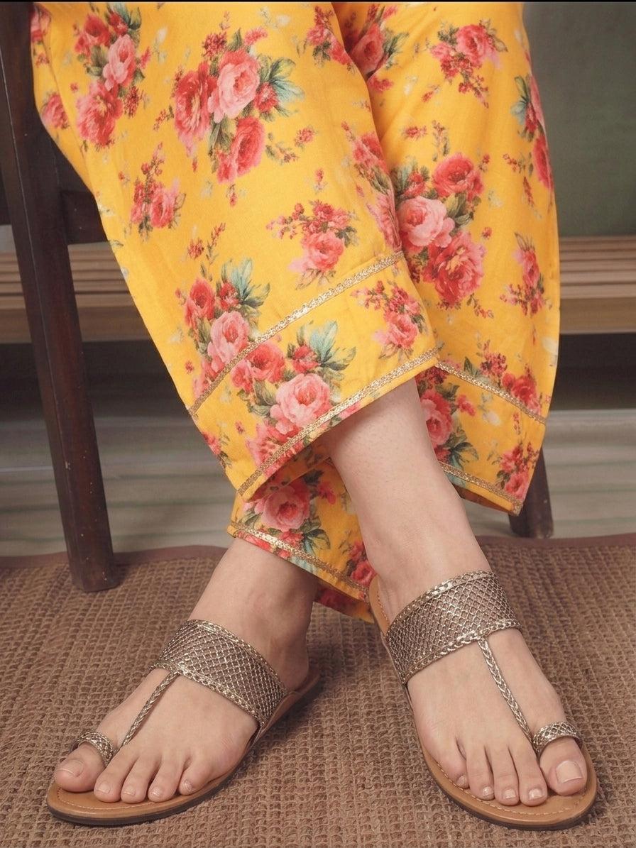 Women Printed Loose Fit Silk Salwar