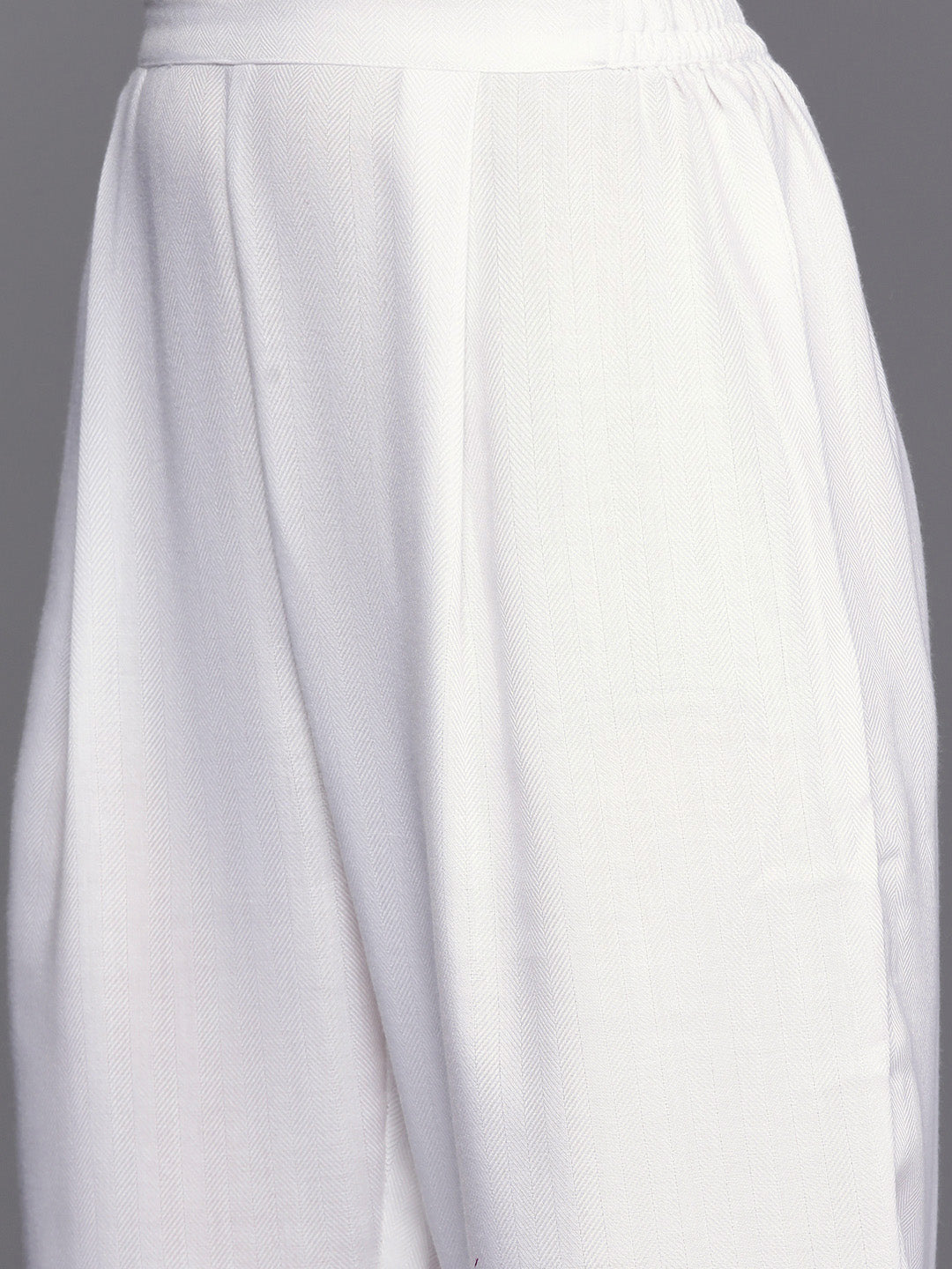 White Yoke Design Aari Work Pashmina Kurta with Trousers
