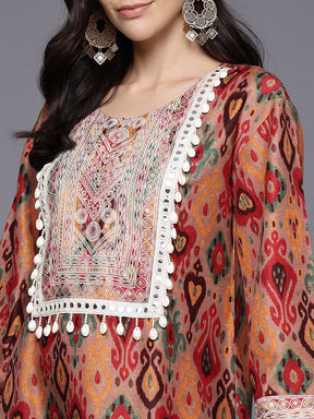 Ethnic Motifs Printed Mirror Work Kurta