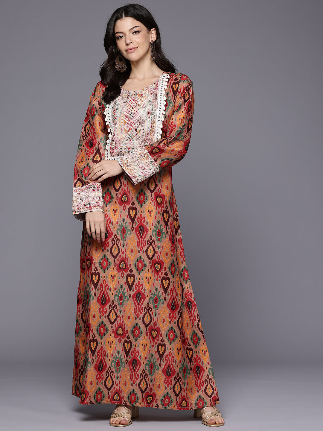 Ethnic Motifs Printed Mirror Work Kurta