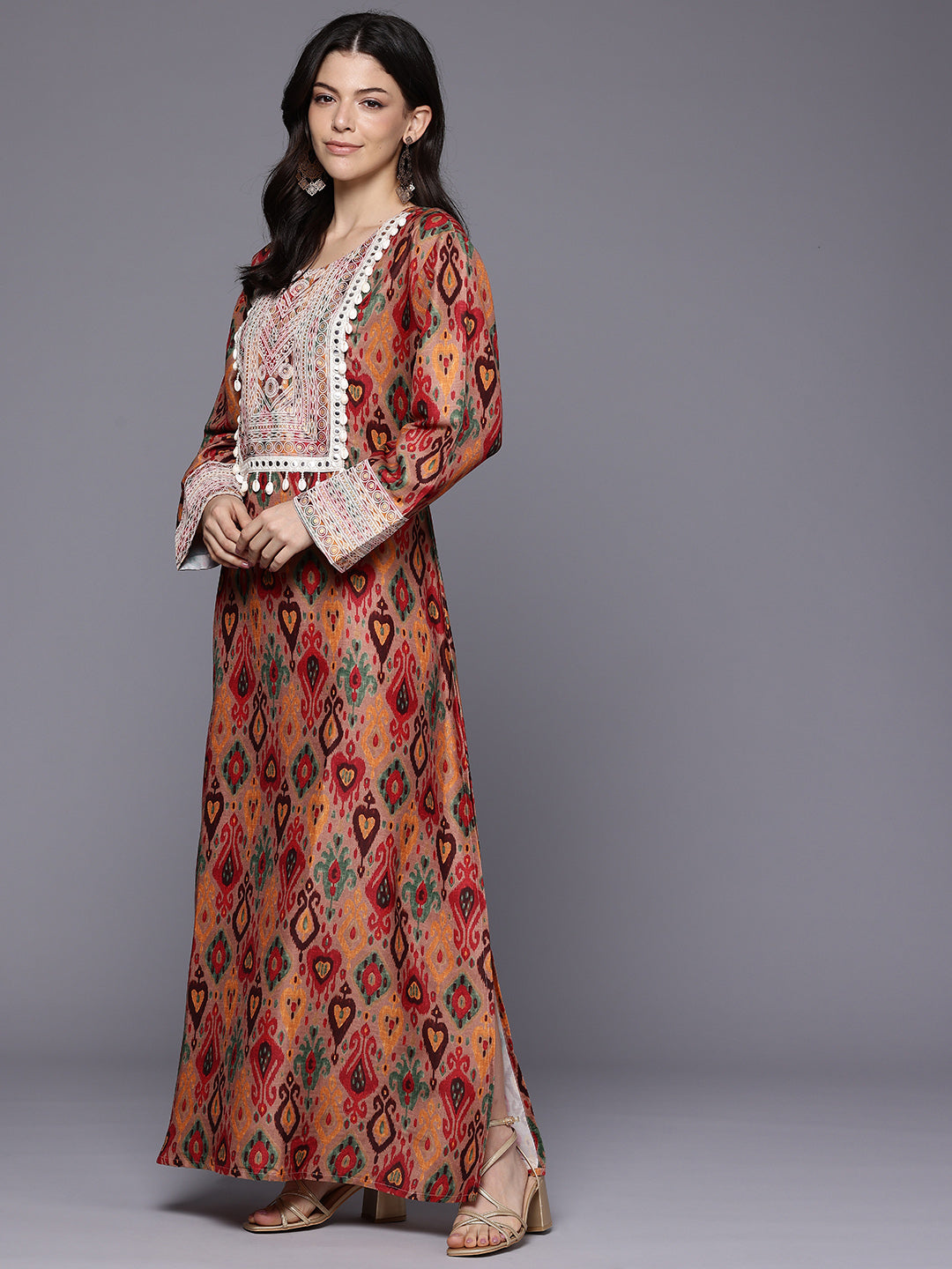 Ethnic Motifs Printed Mirror Work Kurta