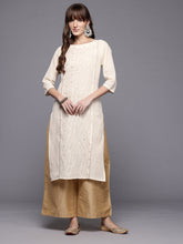 Women Embroidered Sequinned Pure Cotton Kurta