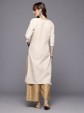 Women Embroidered Sequinned Pure Cotton Kurta