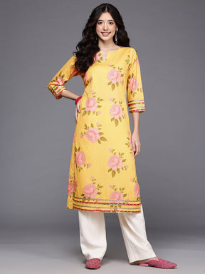 Floral Printed Gotta Patti Crepe Kurta