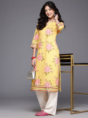 Floral Printed Gotta Patti Crepe Kurta