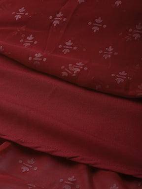 Maroon & Golden Printed Fit and Flare Maxi Dress