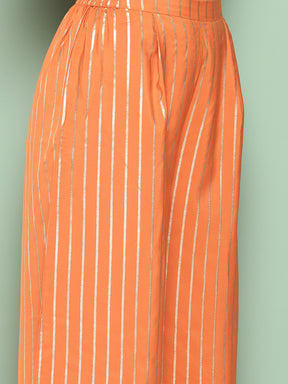 Pink Solid Kurta with Palazzos & Printed Jacket