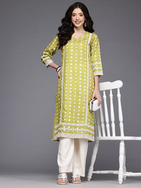 Geometric Printed Chikankari Kurta