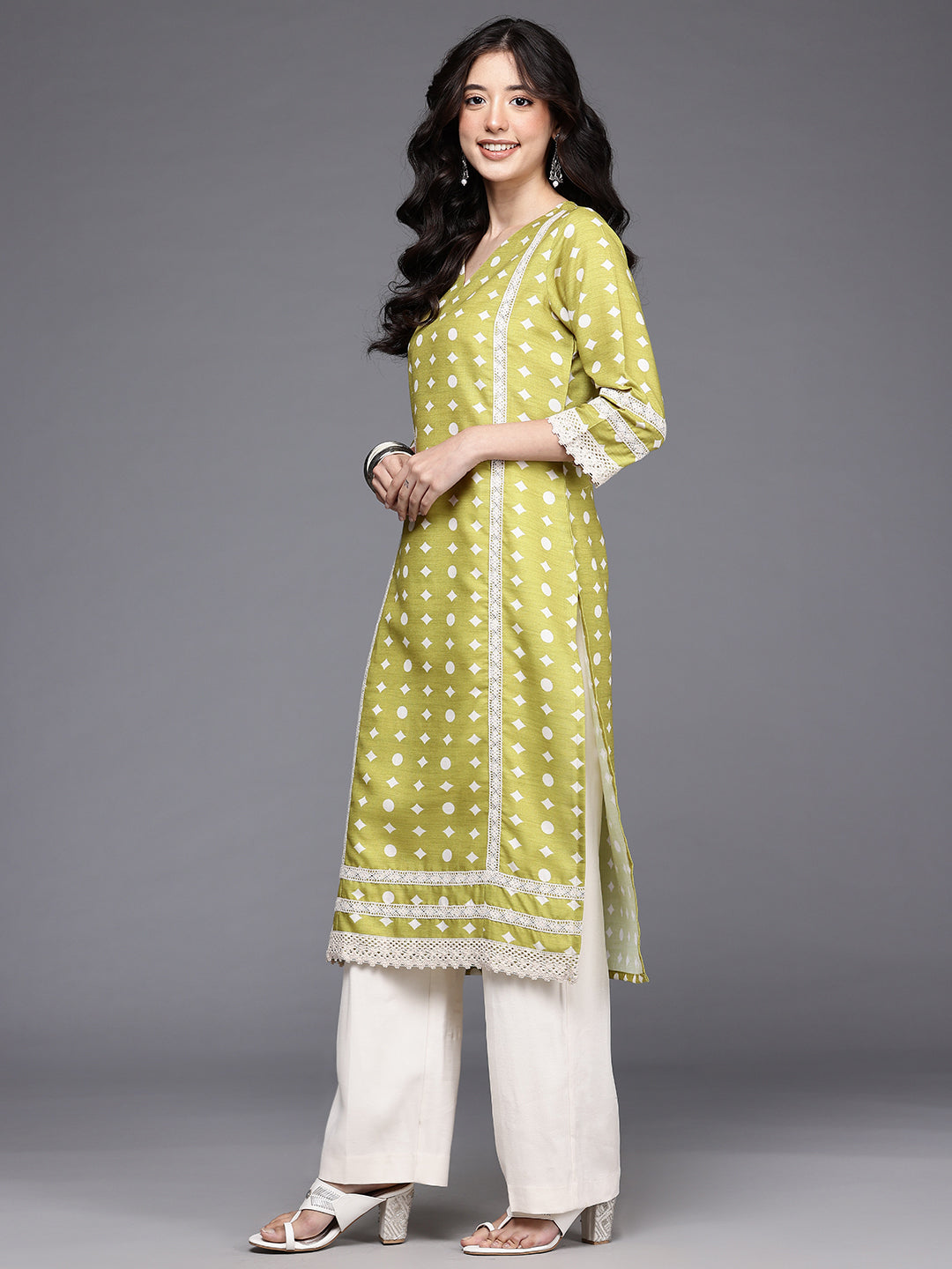 Geometric Printed Chikankari Kurta