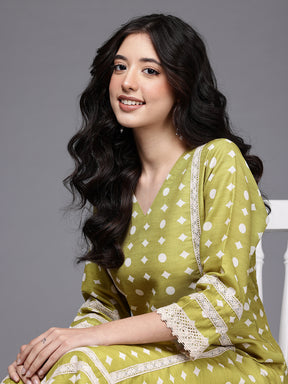 Geometric Printed Chikankari Kurta