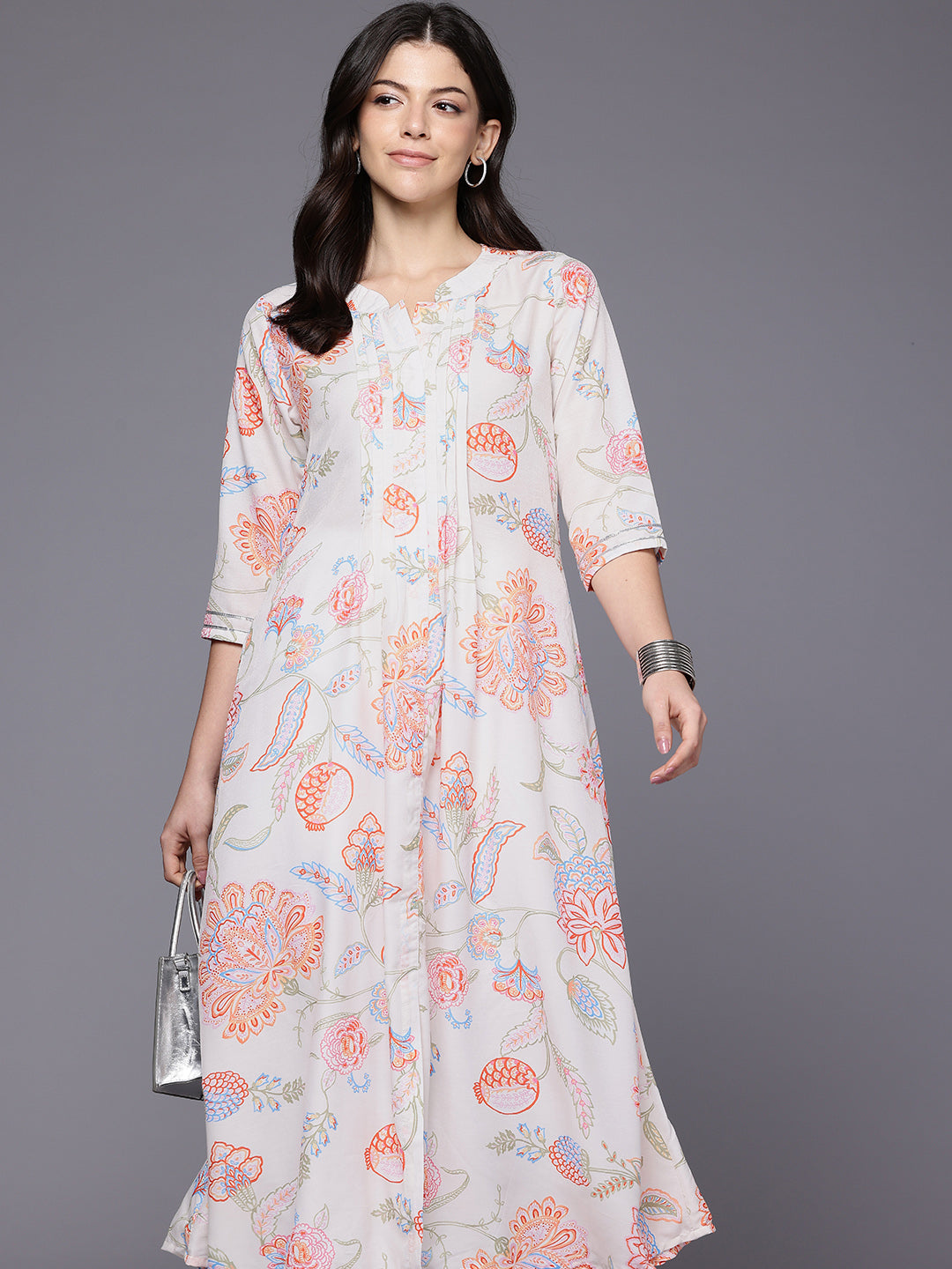 Floral Printed Gotta Patti A-Line Kurta