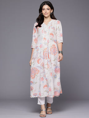 Floral Printed Gotta Patti A-Line Kurta