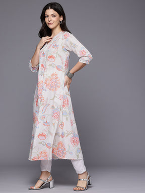 Floral Printed Gotta Patti A-Line Kurta
