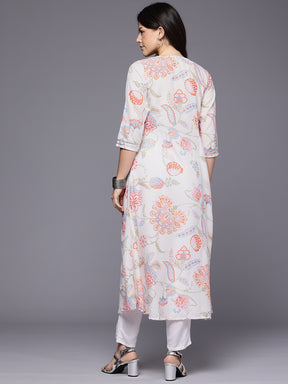 Floral Printed Gotta Patti A-Line Kurta