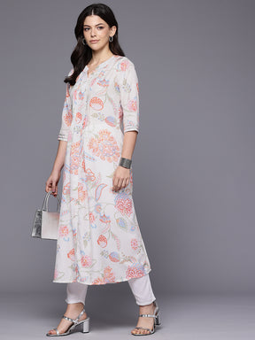 Floral Printed Gotta Patti A-Line Kurta