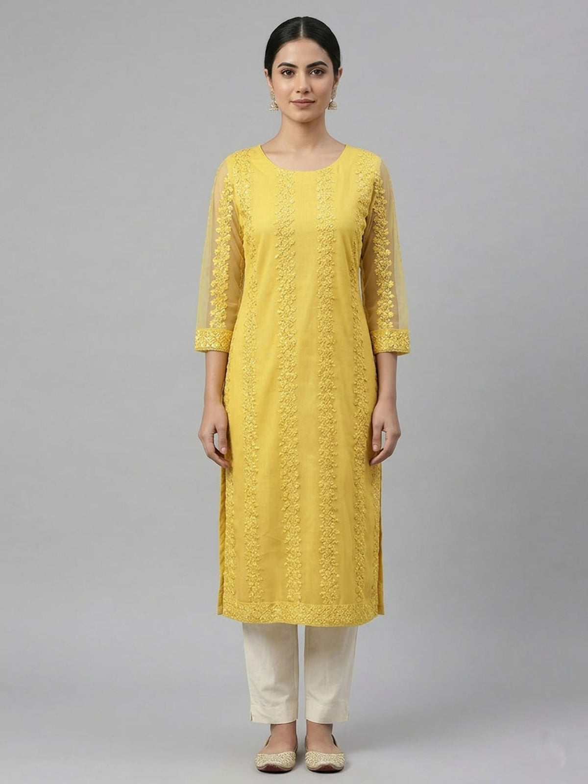 Women Embroidered Sequinned Kurta