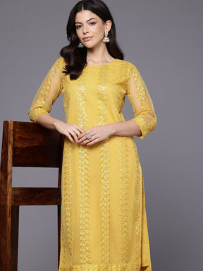 Women Embroidered Sequinned Kurta