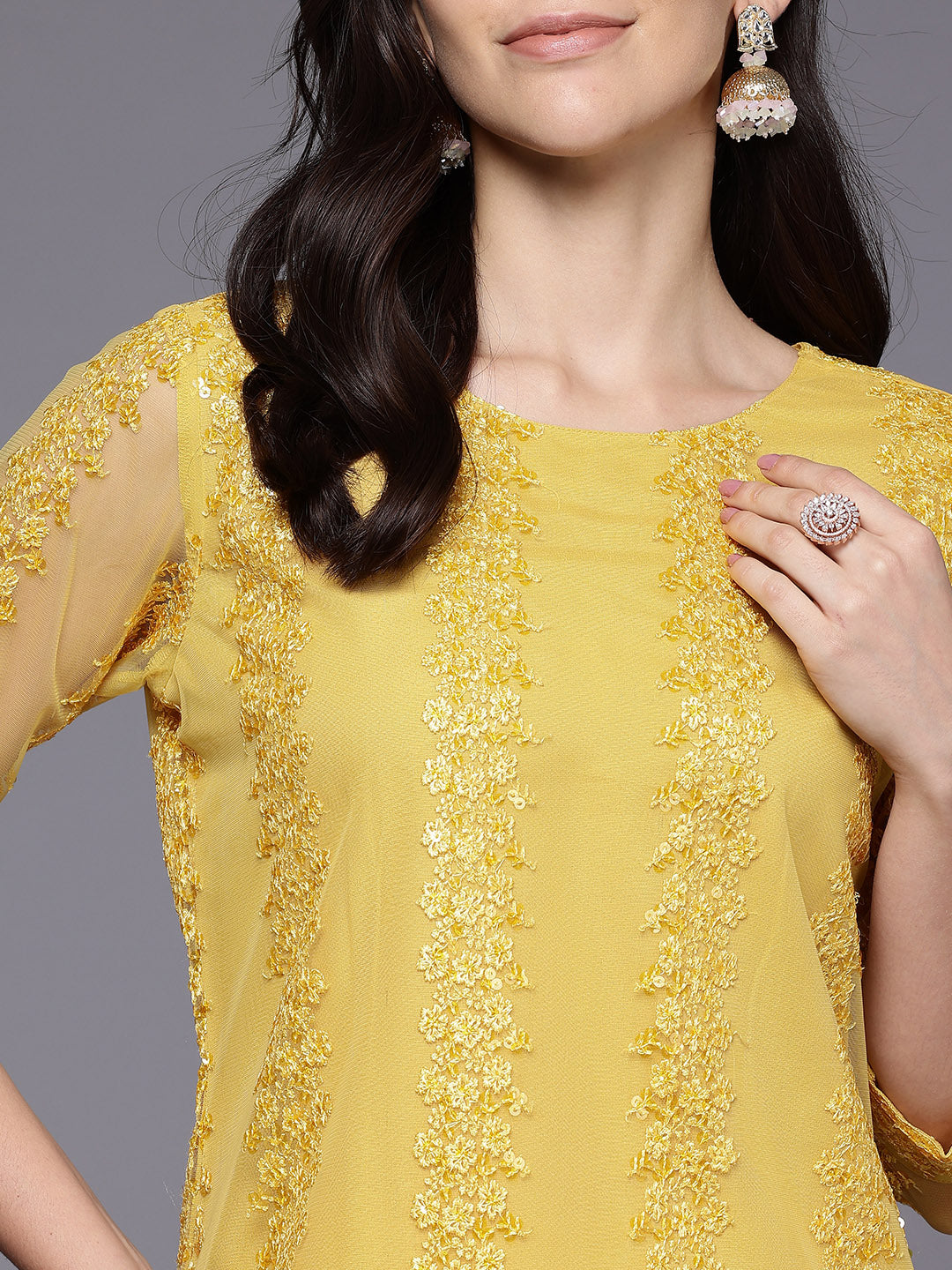 Women Embroidered Sequinned Kurta