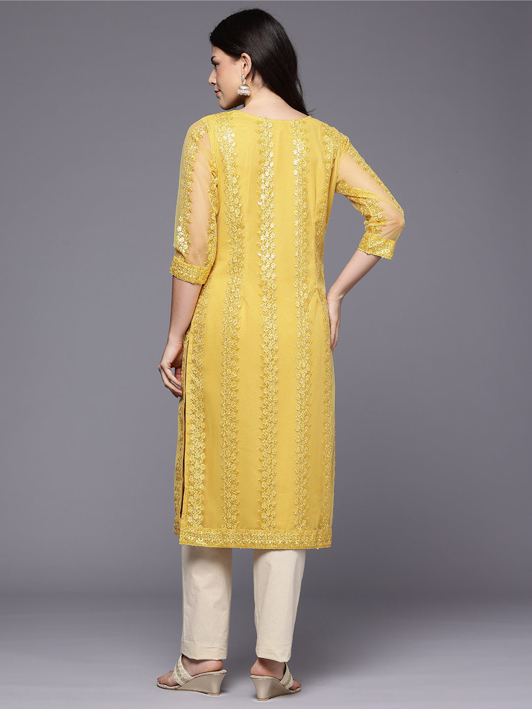Women Embroidered Sequinned Kurta