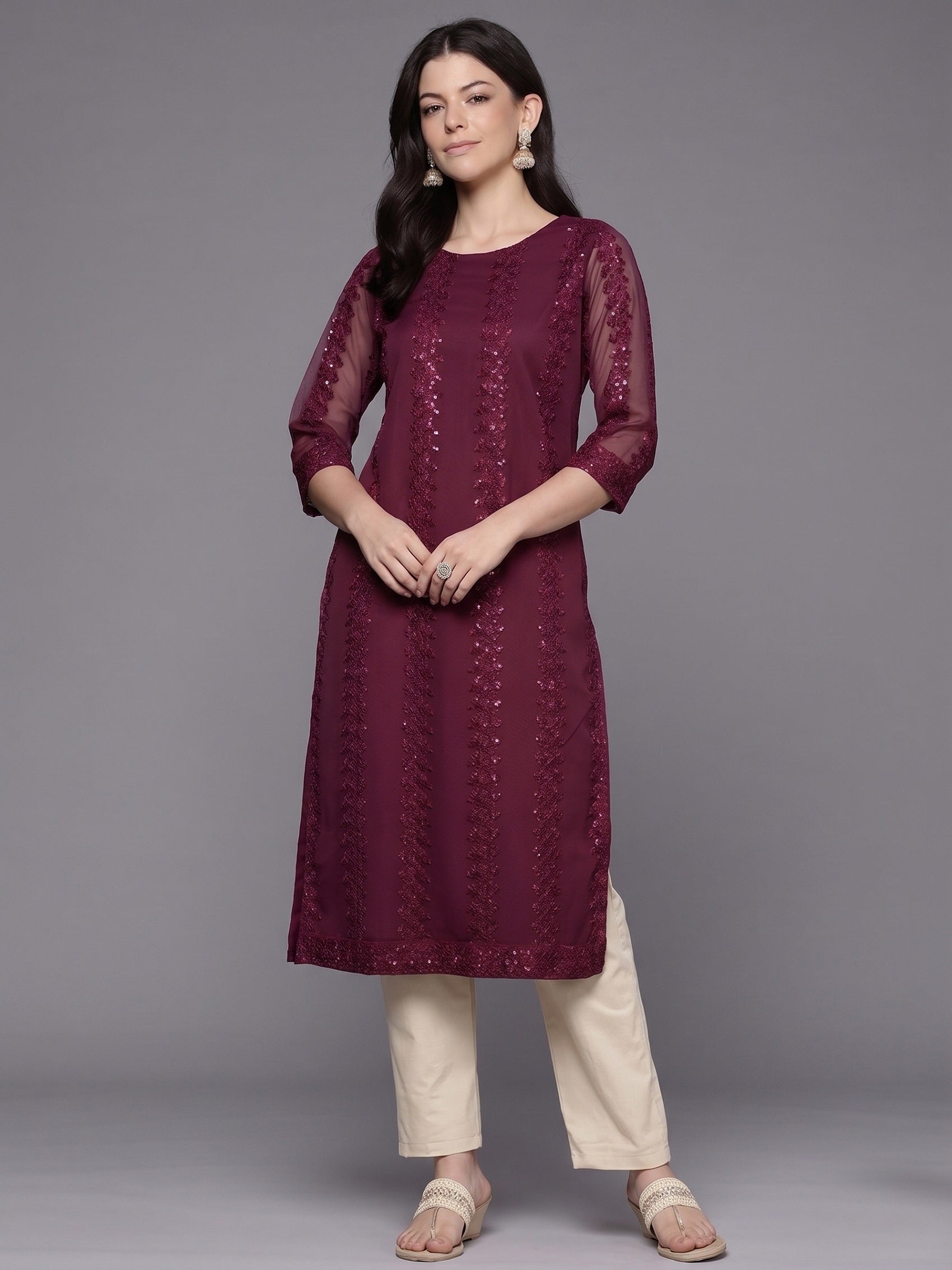 Women Embellished Sequinned Kurta