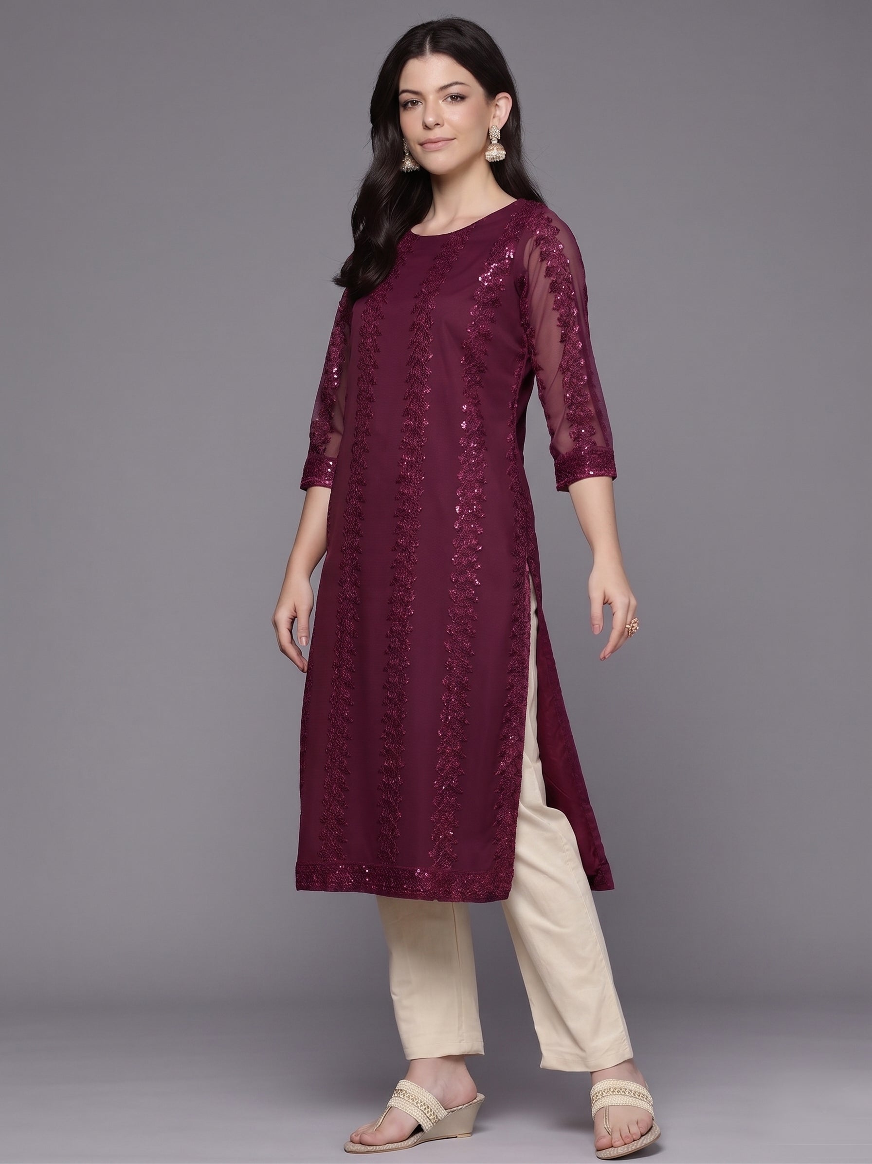 Women Embellished Sequinned Kurta