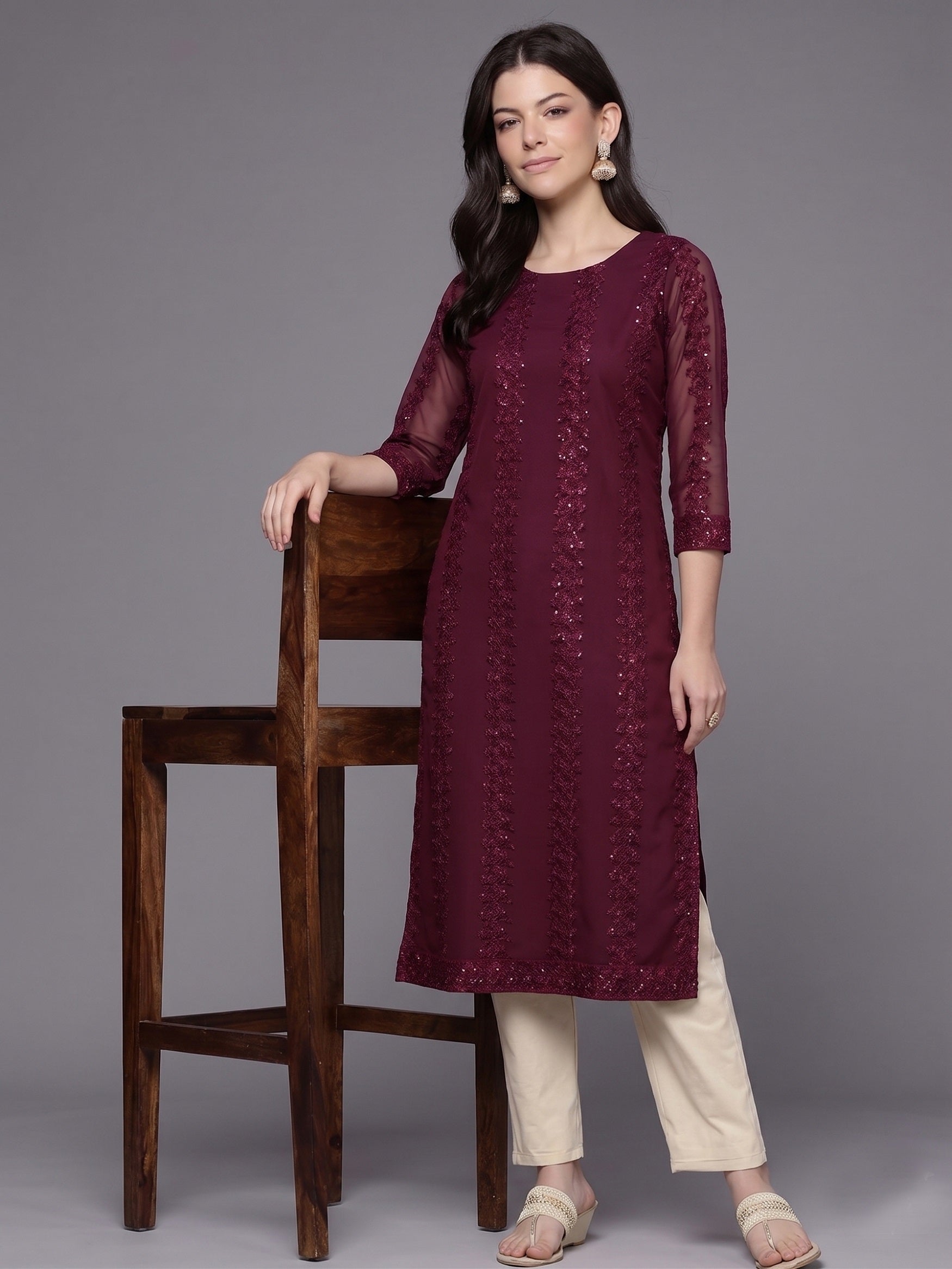 Women Embellished Sequinned Kurta