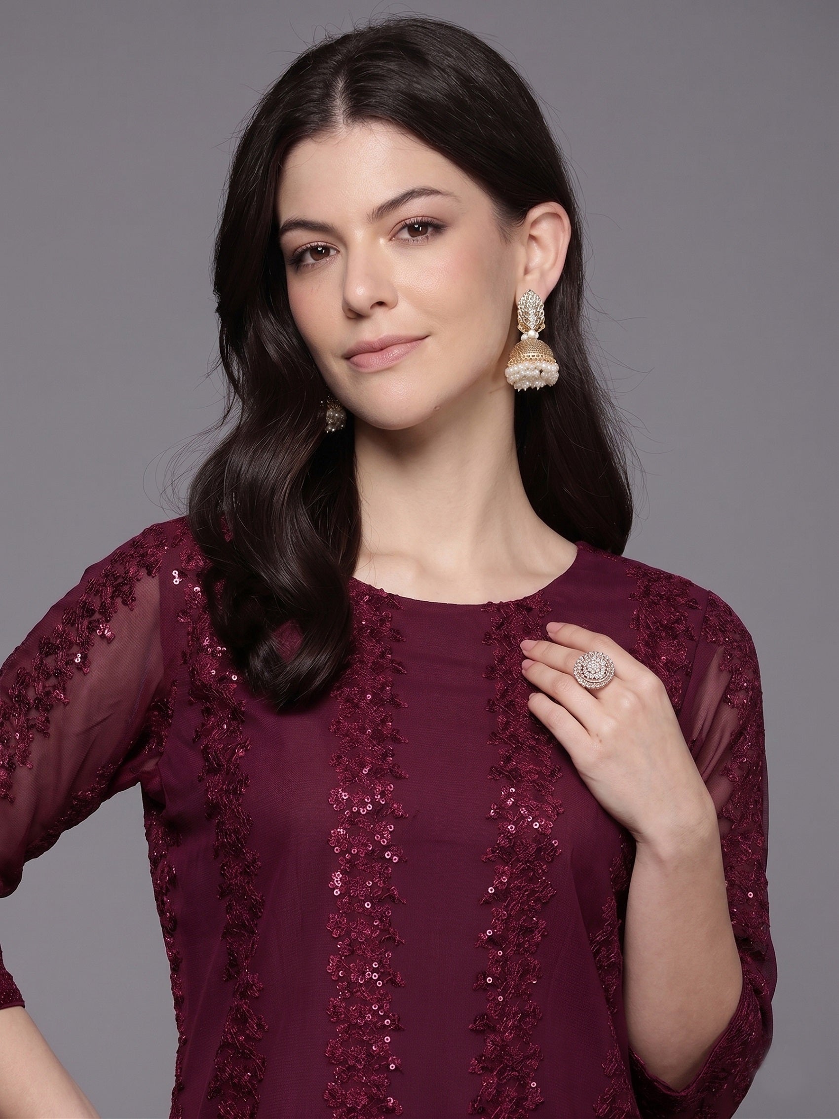 Women Embellished Sequinned Kurta