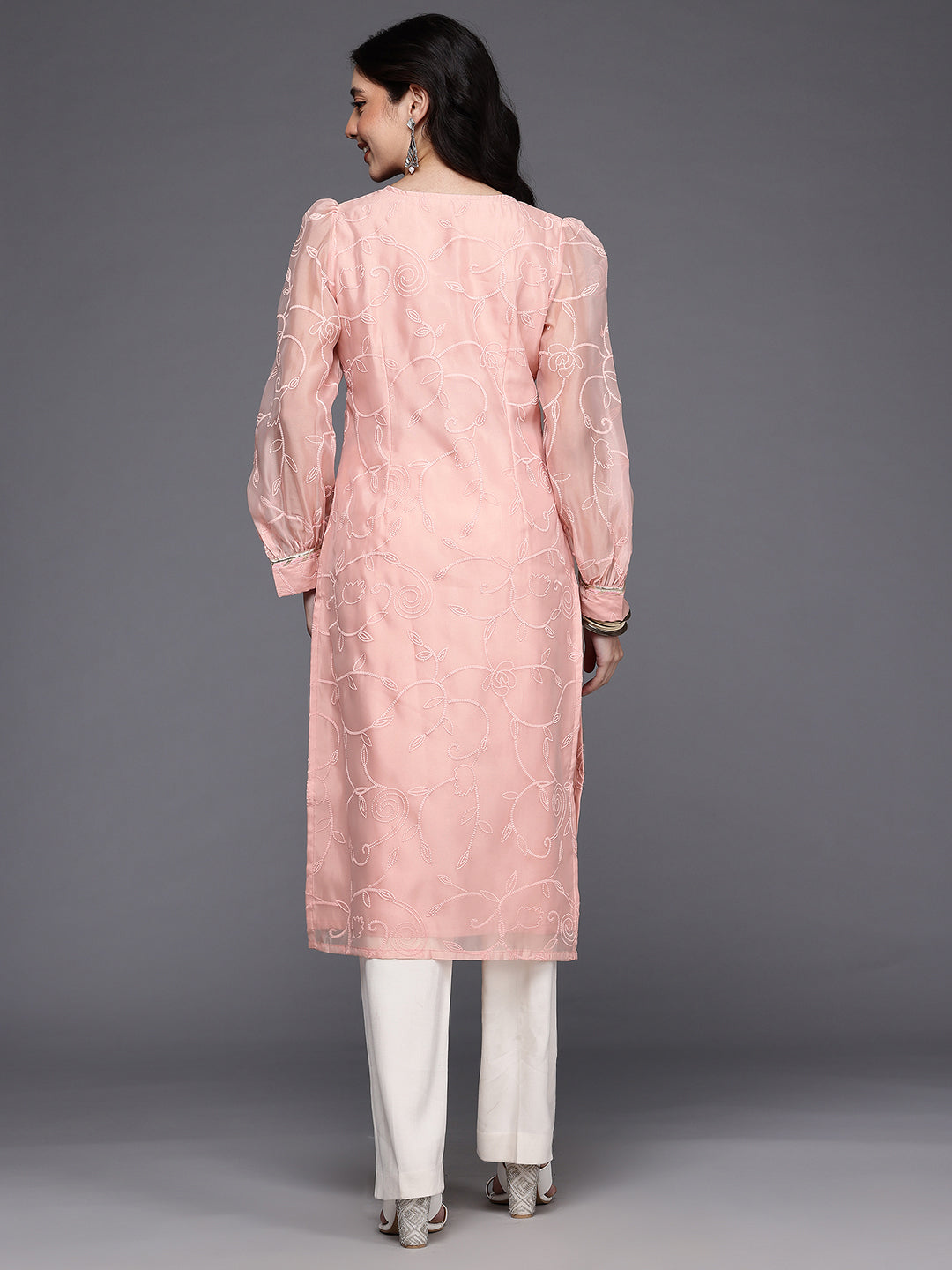 Floral Printed Gotta Patti Kurta