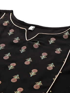 Floral Printed Panelled Kurta with Trousers