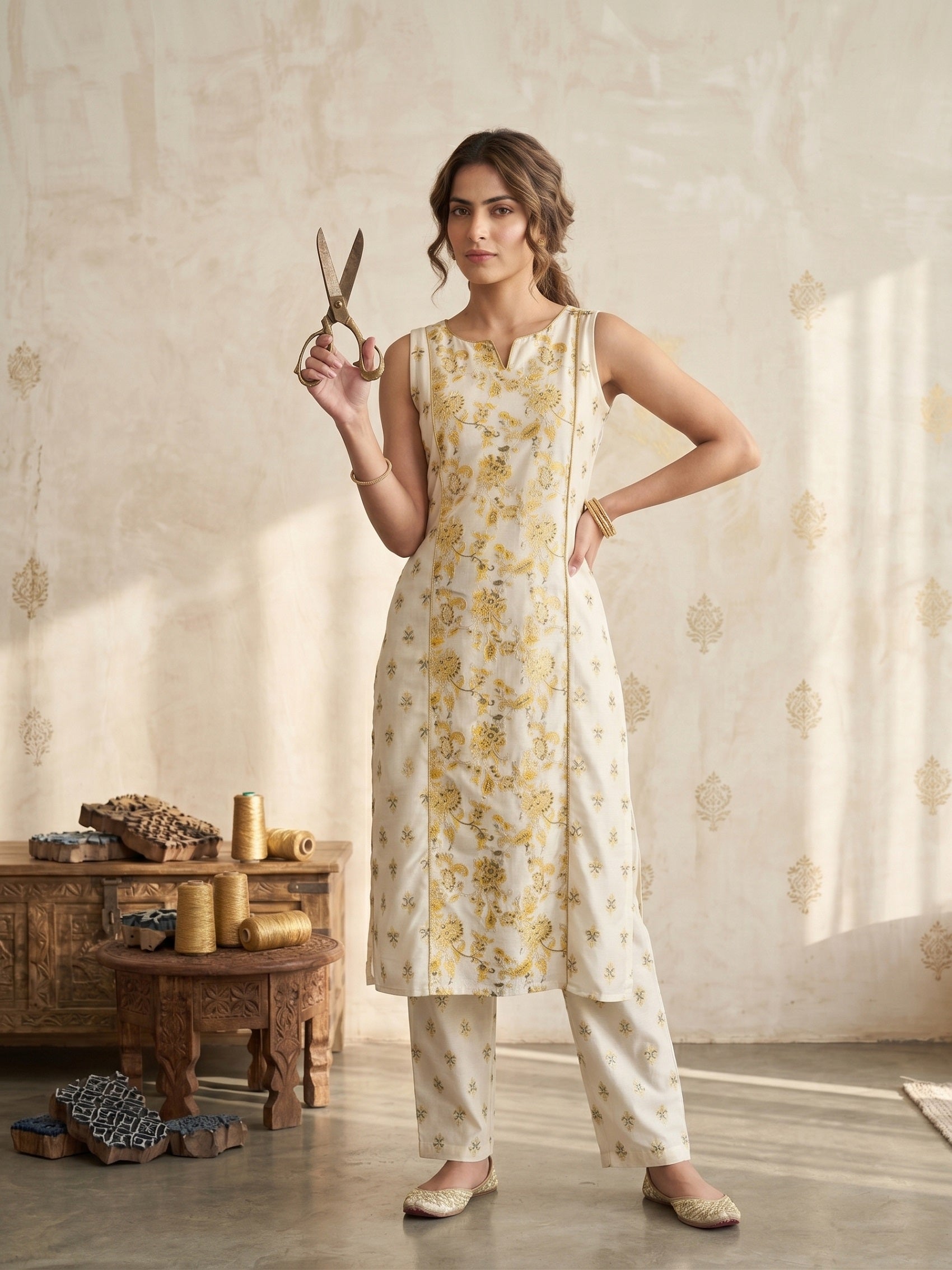 Women Floral Printed Regular Kurta with Trousers