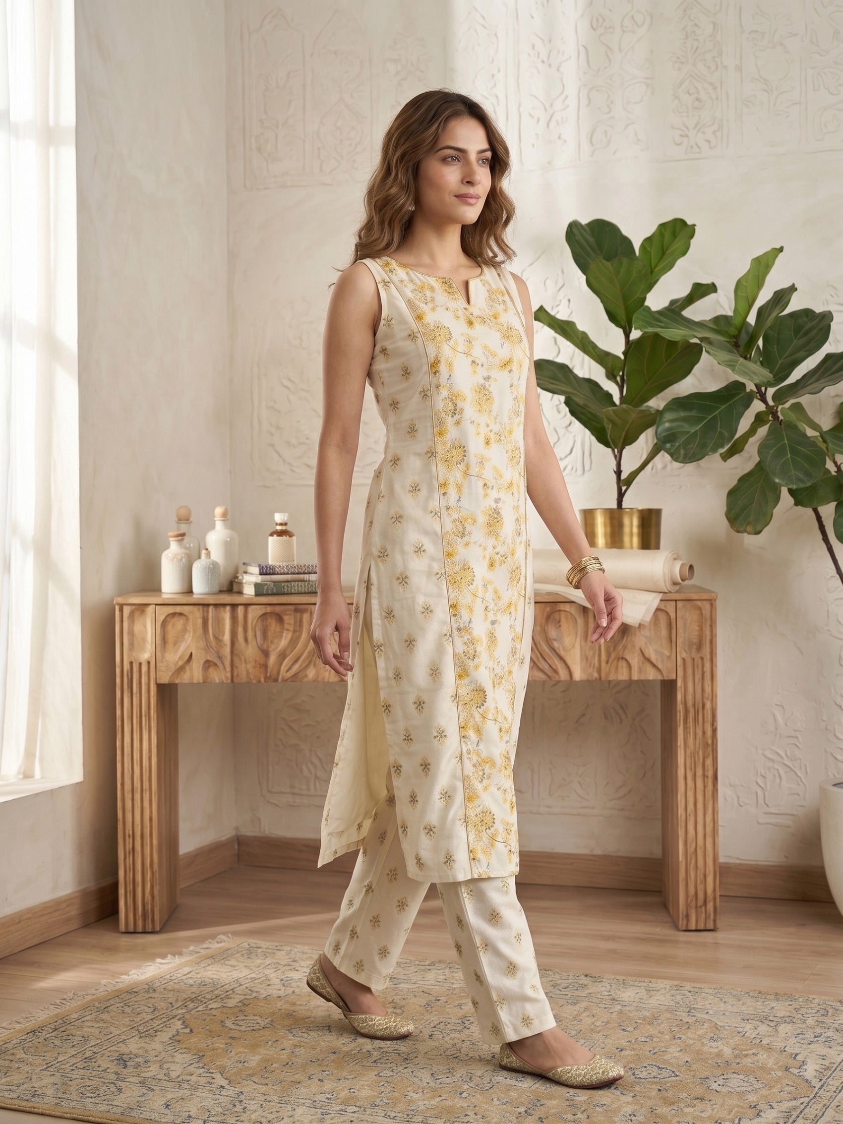 Women Floral Printed Regular Kurta with Trousers