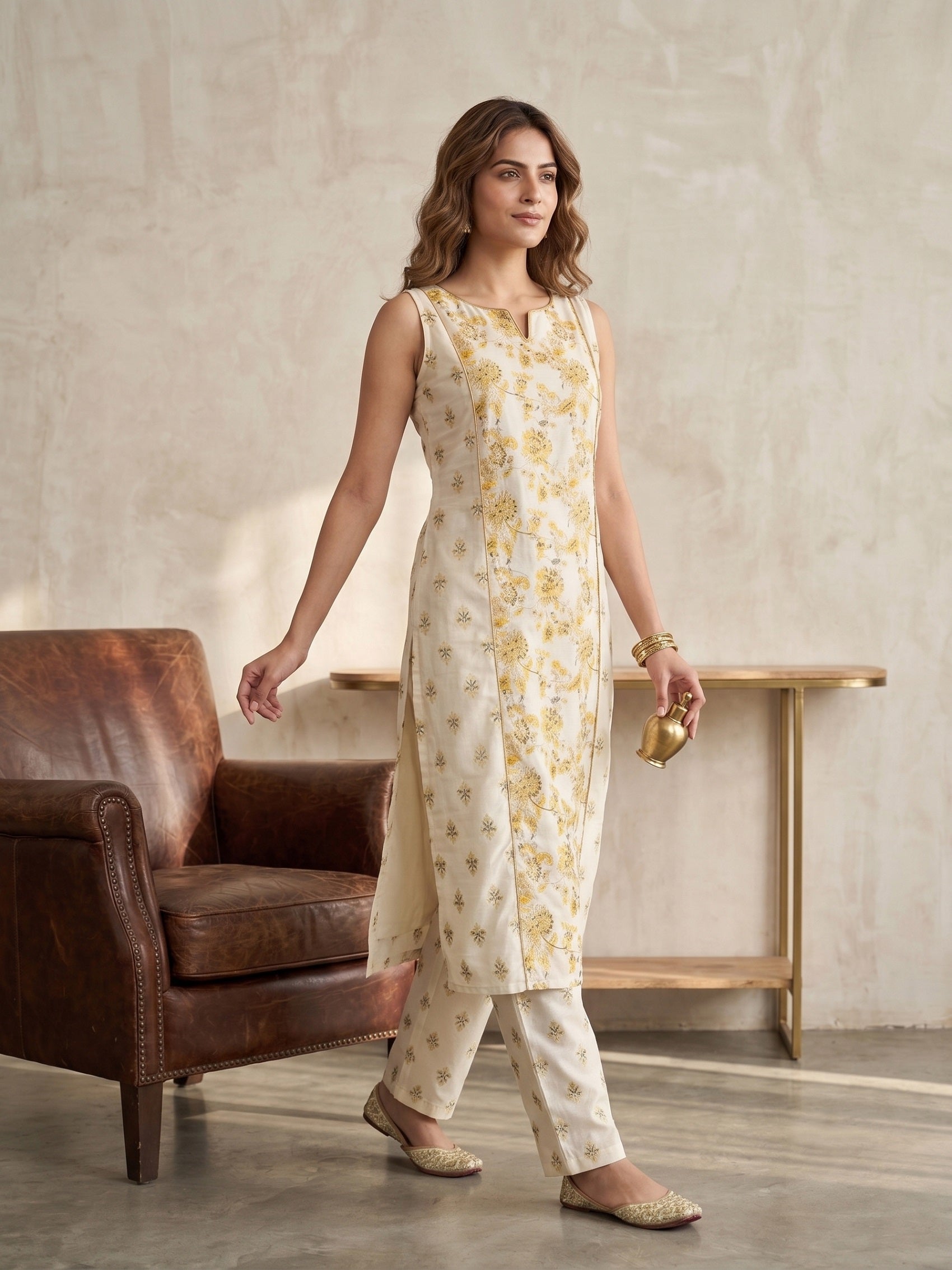 Women Floral Printed Regular Kurta with Trousers