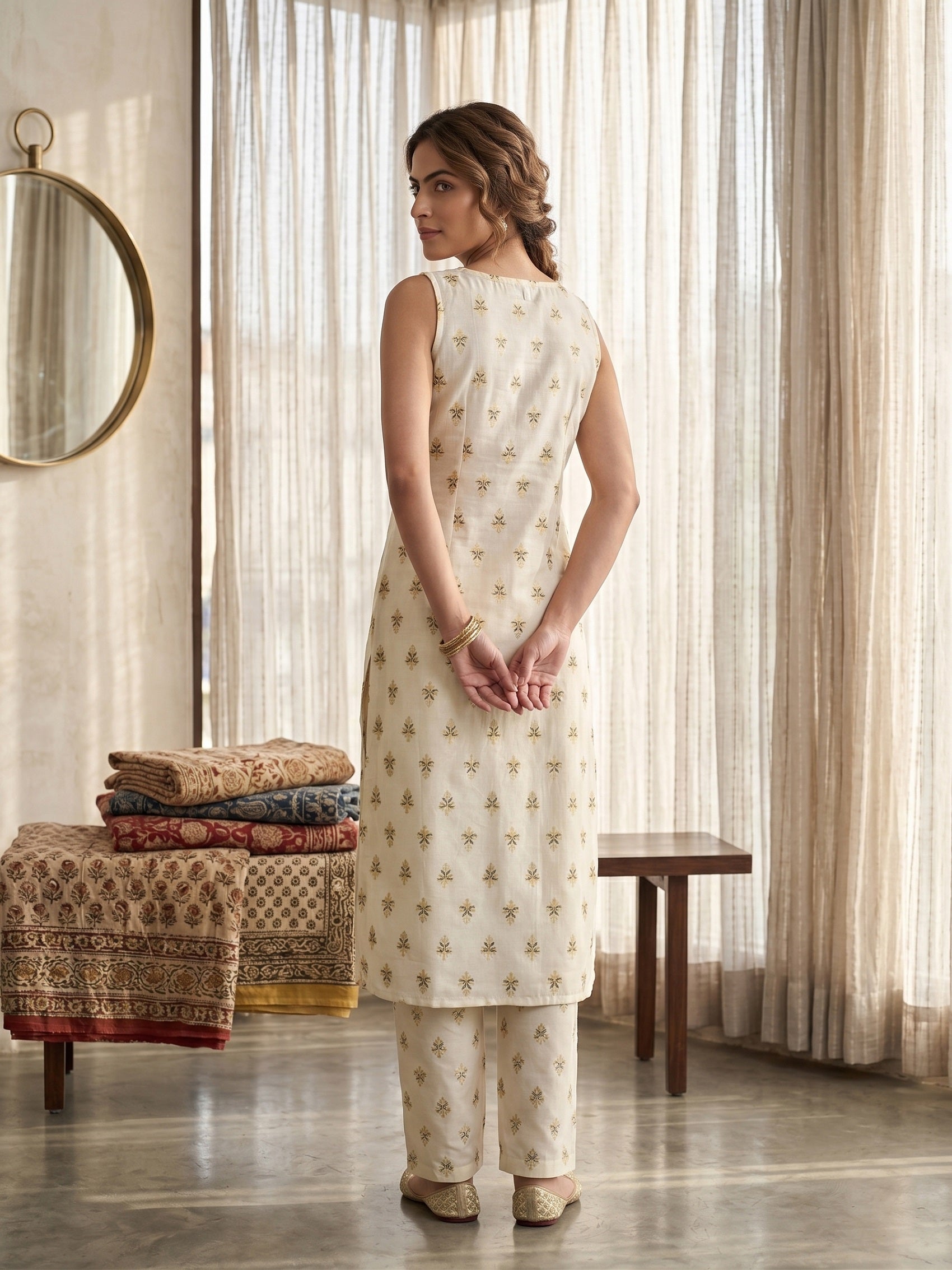 Women Floral Printed Regular Kurta with Trousers