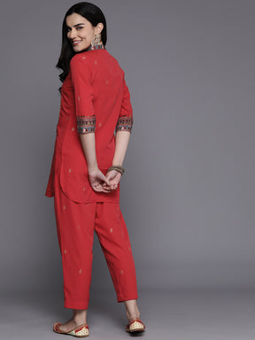 Ethnic Motifs Regular Sequinned Kurti with Trousers