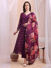 Women Gotta Patti Detailed Kurta with Trousers & Floral Printed Dupatta