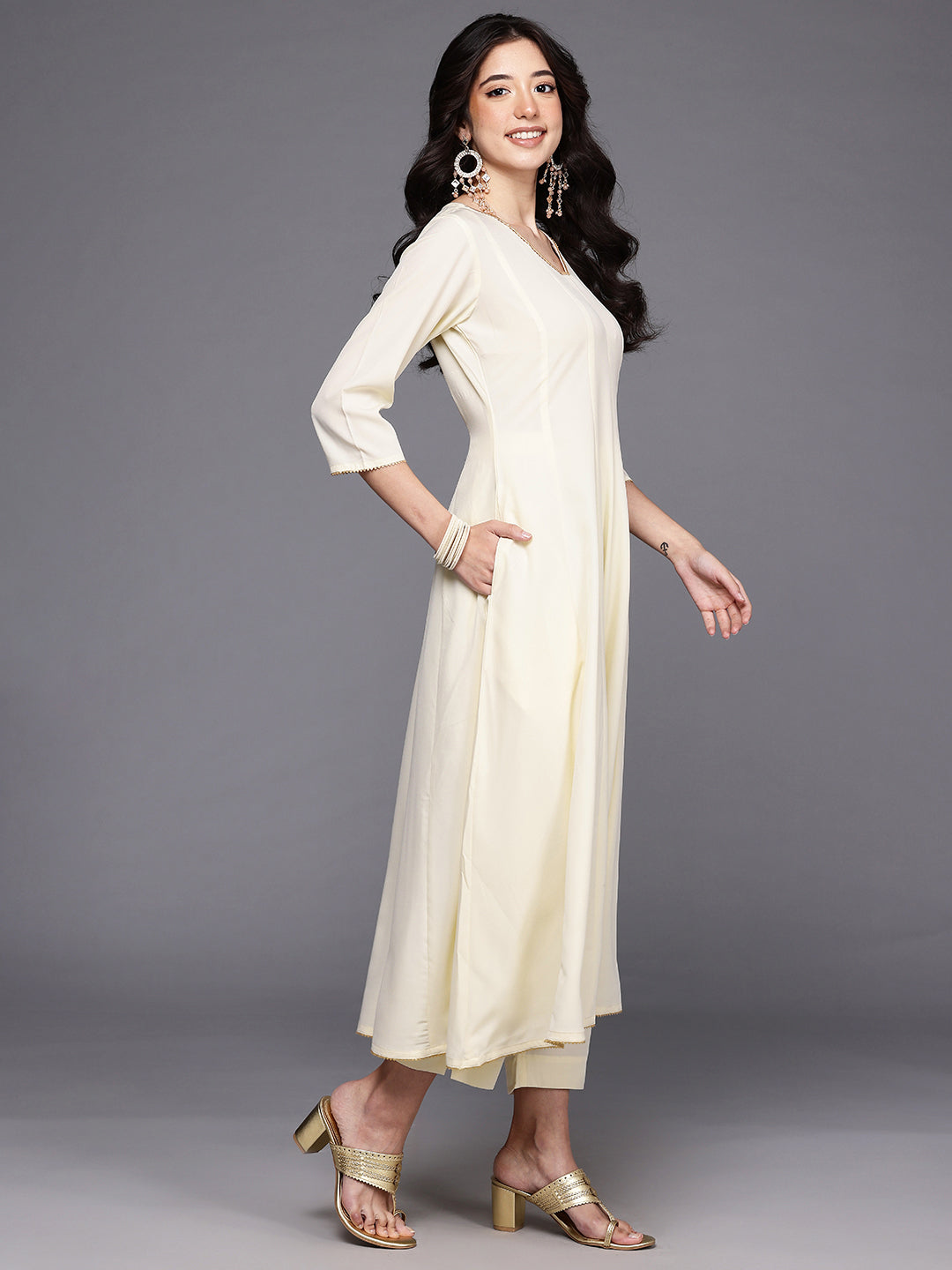Panelled Gotta Patti Kurta with Trousers & Dupatta