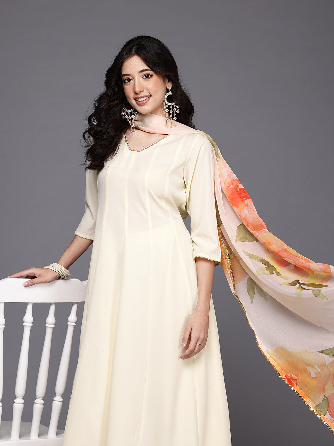 Panelled Gotta Patti Kurta with Trousers & Dupatta