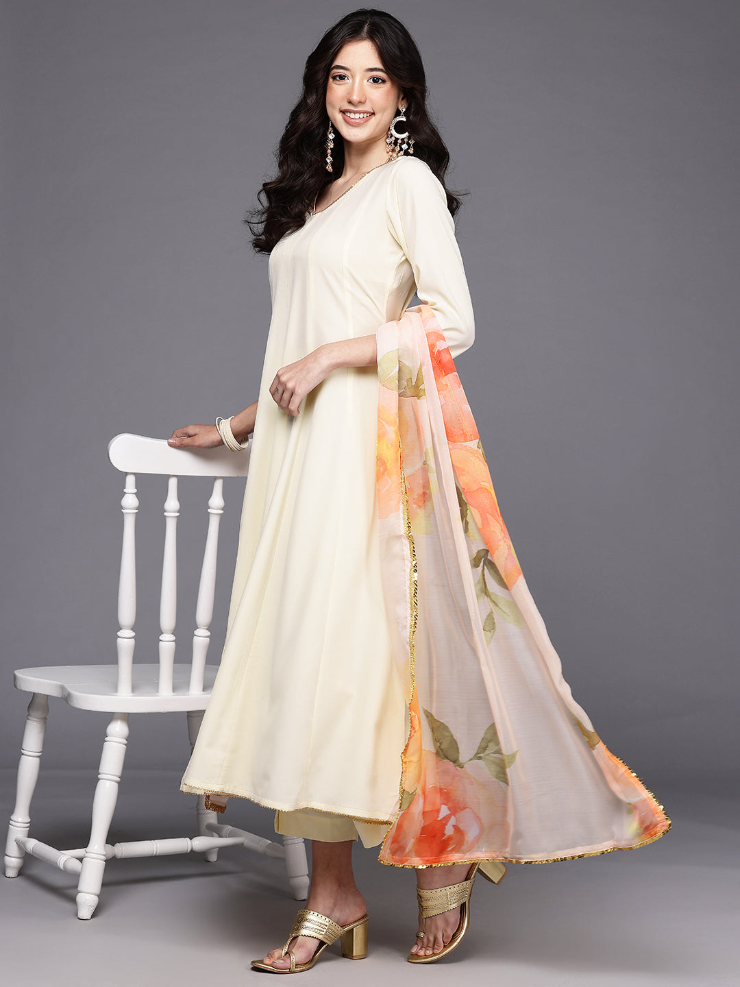 Panelled Gotta Patti Kurta with Trousers & Dupatta