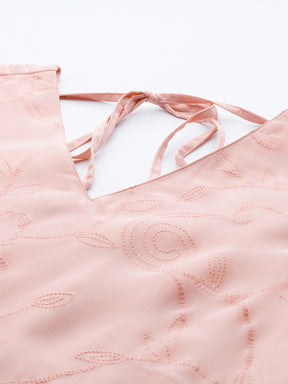 Floral Printed Pleated Thread Work Kurta With Trousers & Dupatta