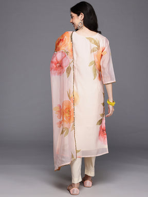 Floral Printed Sequinned Kurta with Trousers & With Dupatta