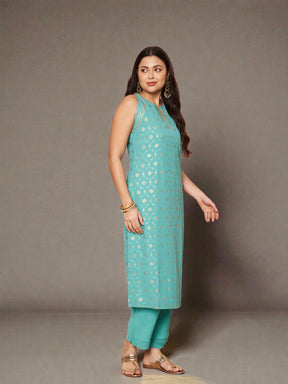 Women Ethnic Motifs Printed Regular Gotta Patti Kurta with Trousers & With Dupatta