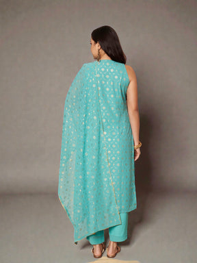 Women Ethnic Motifs Printed Regular Gotta Patti Kurta with Trousers & With Dupatta