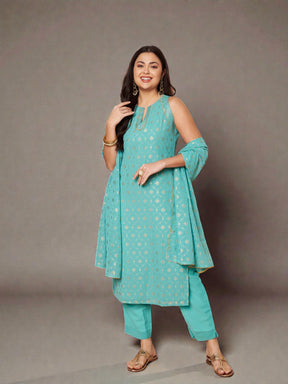 Women Ethnic Motifs Printed Regular Gotta Patti Kurta with Trousers & With Dupatta
